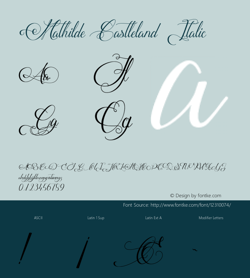 Mathilde Castleland Italic Version 1.000 Font Sample