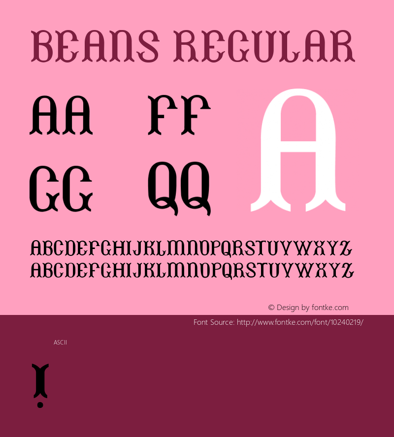 Beans Regular Version 001.000 Font Sample