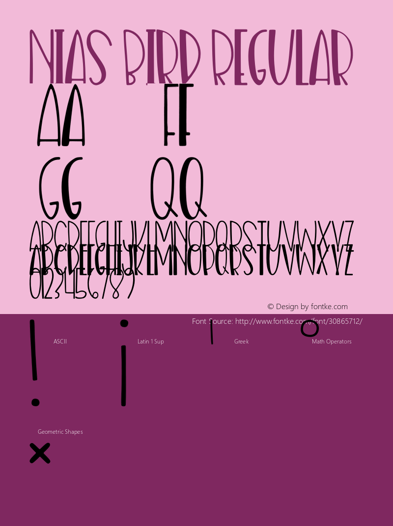 Nias Bird Version 1.0 Font Sample