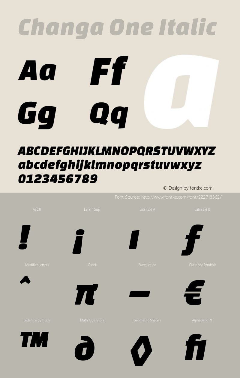 Changa One Italic Version 1.003图片样张