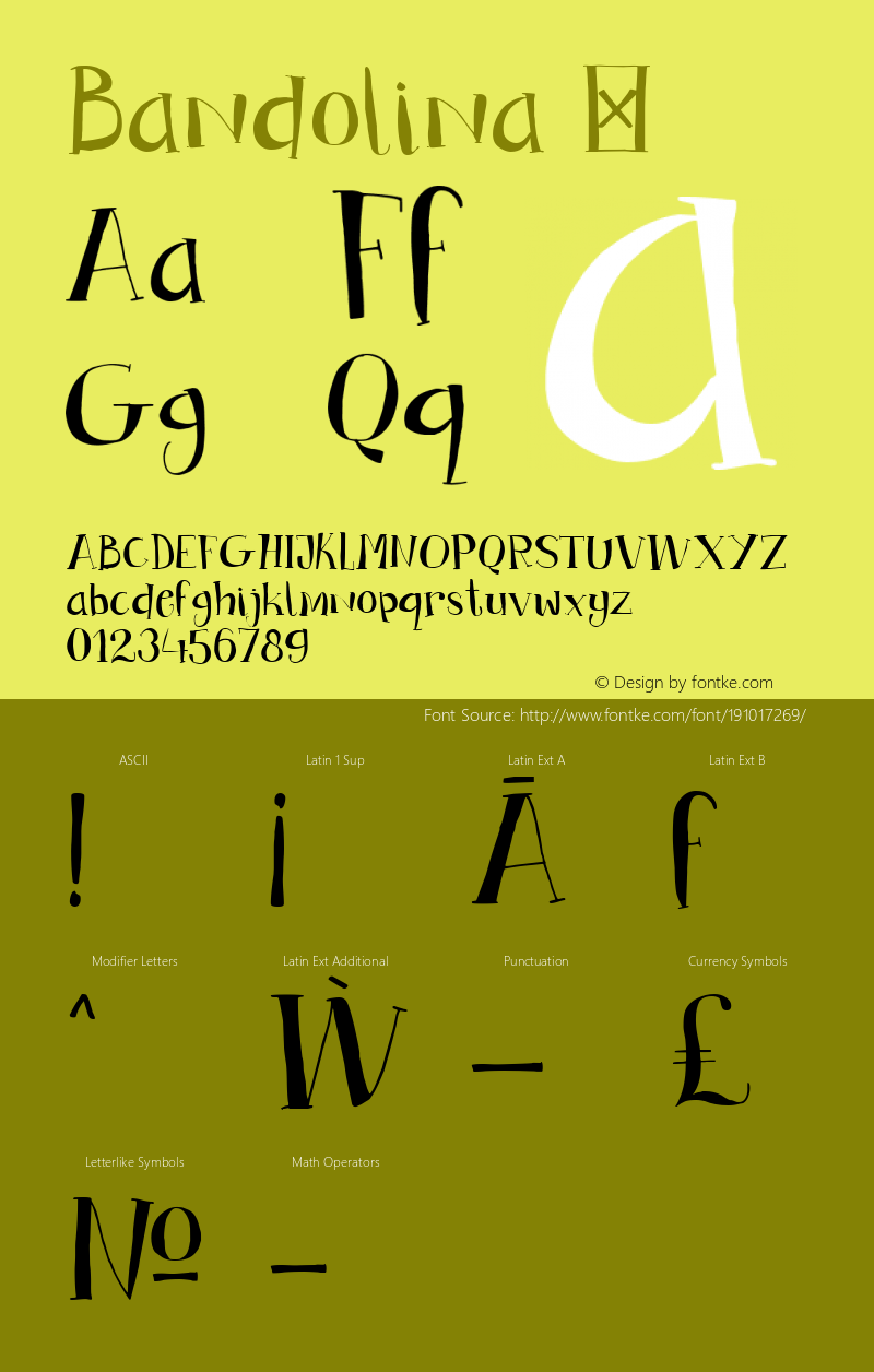 ☞Bandolina Version 1.000;com.myfonts.easy.hanoded.bandolina.regular.wfkit2.version.4i2Z图片样张