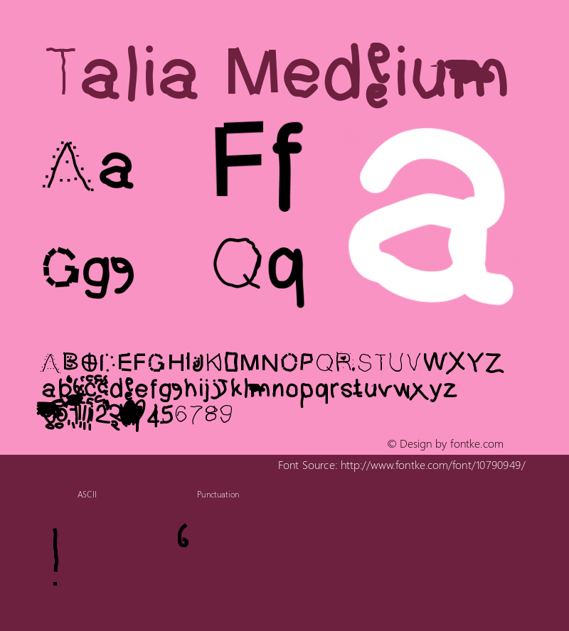 Talia Medium Version 001.000 Font Sample