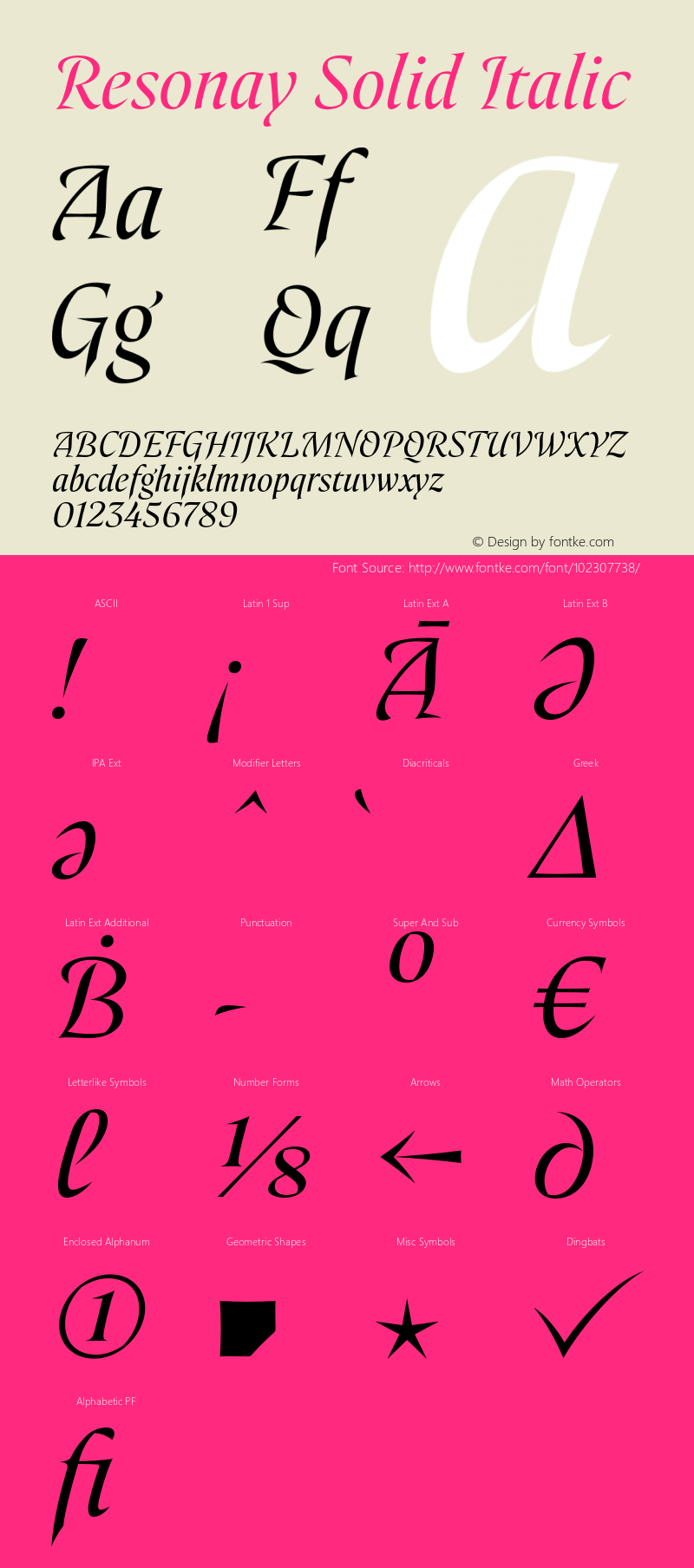 Resonay Solid Regular Italic Version 1.000;hotconv 1.0.109;makeotfexe 2.5.65596 Font Sample