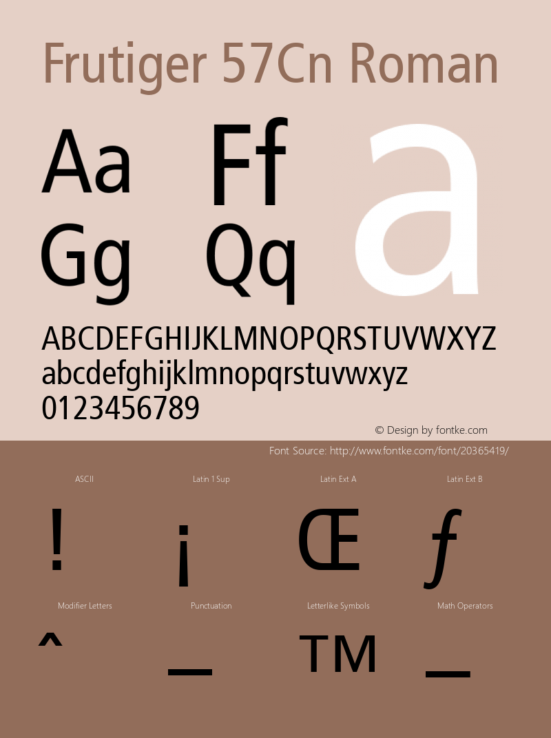 Frutiger 57Cn Version 1.00 Font Sample