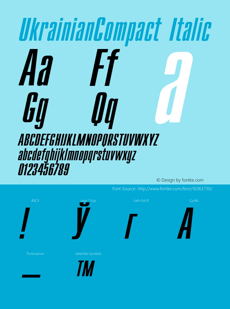 UkrainianCompact Italic 001.000 Font Sample