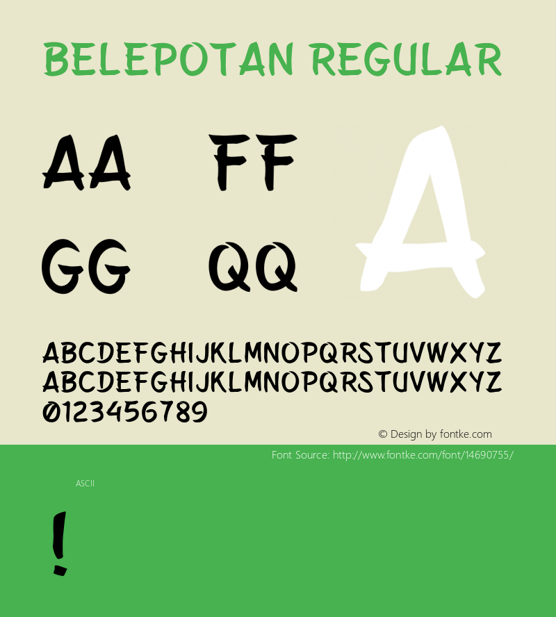 Belepotan Regular Version 1.000 Font Sample