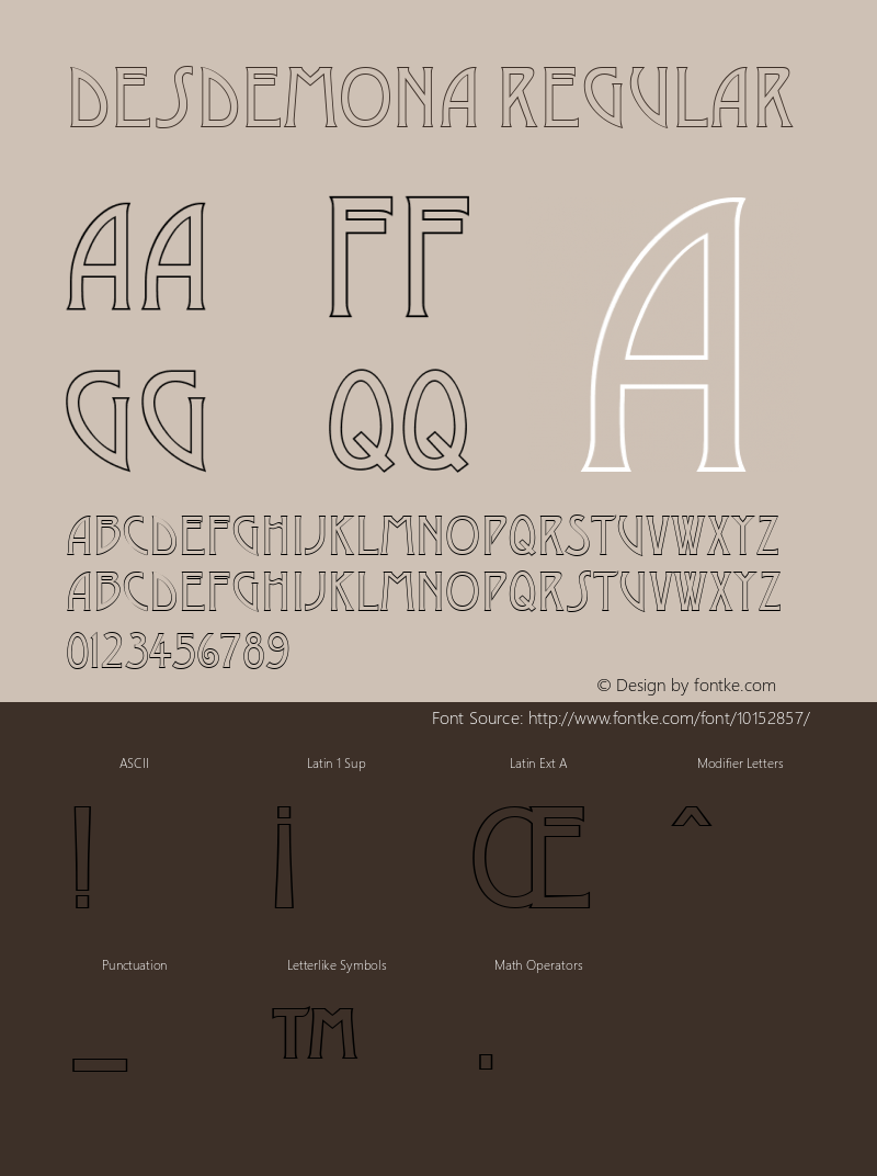 Desdemona Regular Version 001.001 Font Sample