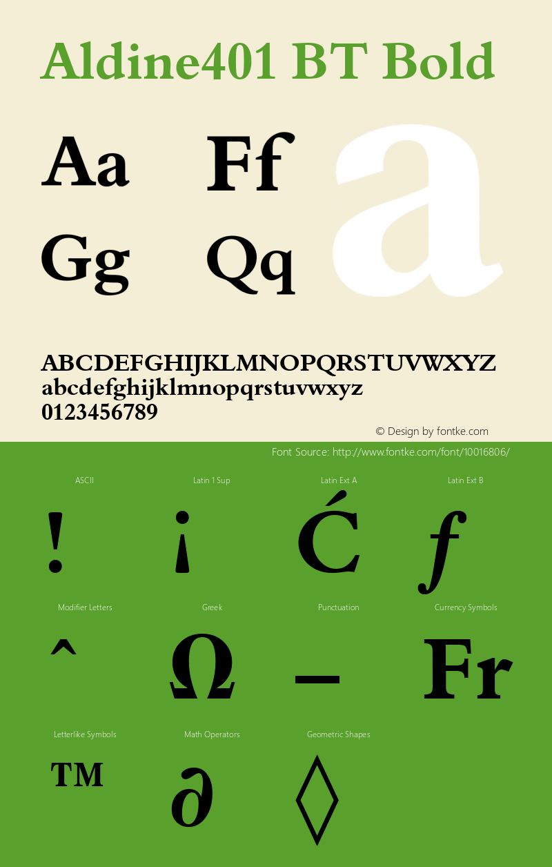 Aldine401 BT Bold mfgpctt-v4.4 Nov 16 1998 Font Sample