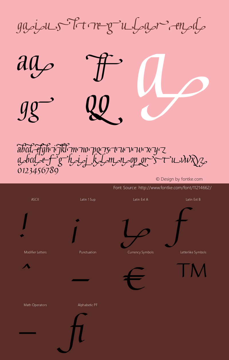 Gaius LT RegularEnd Version 001.000 Font Sample