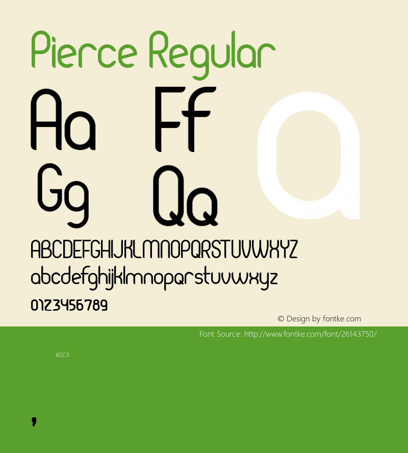 Pierce Regular  Font Sample