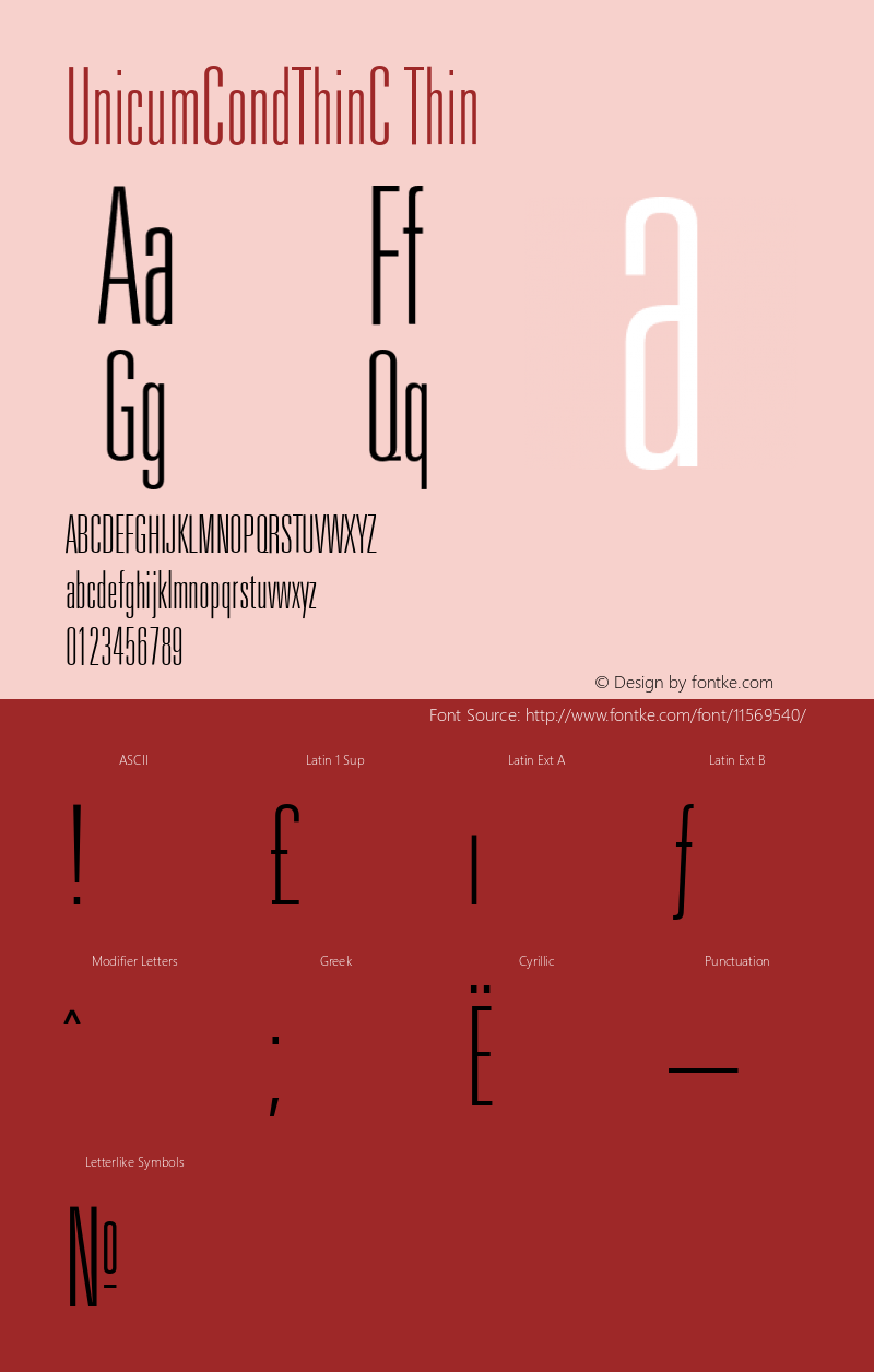 UnicumCondThinC Thin Version 001.001 Font Sample