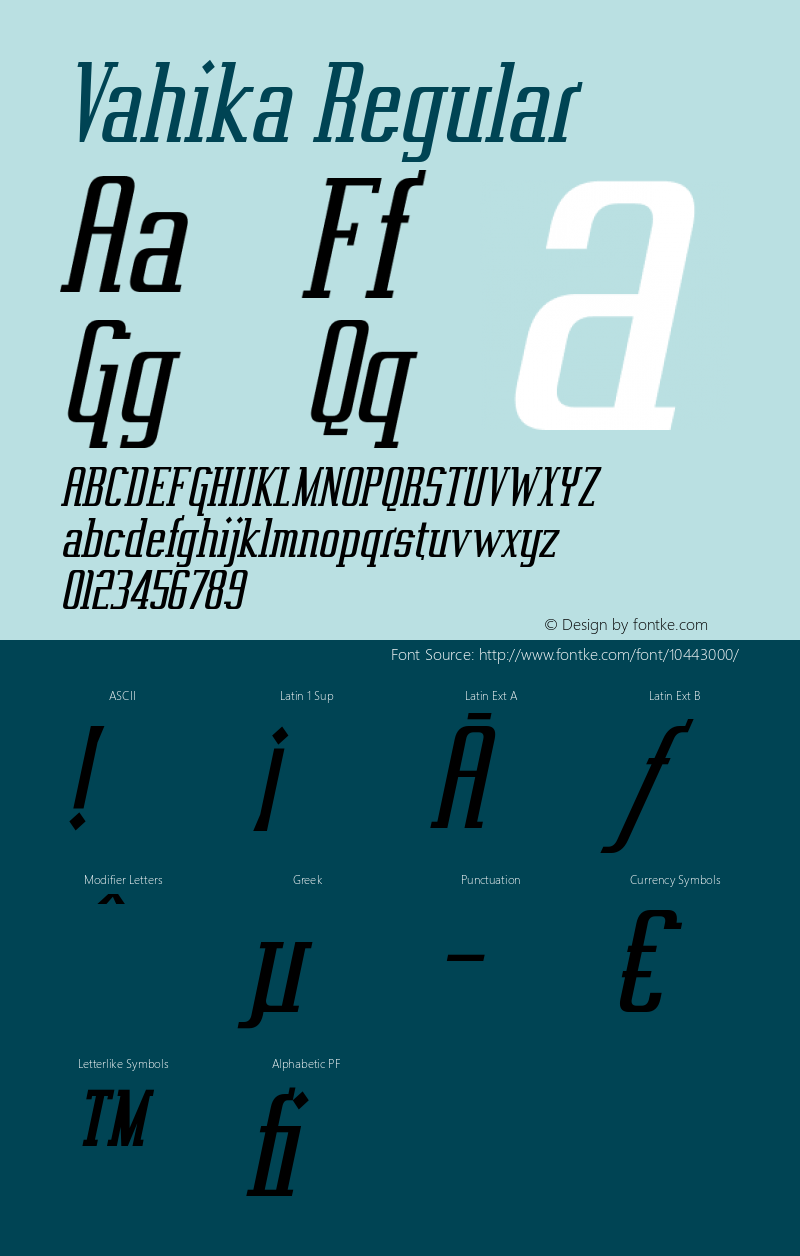 Vahika Regular Version 3.100 Font Sample