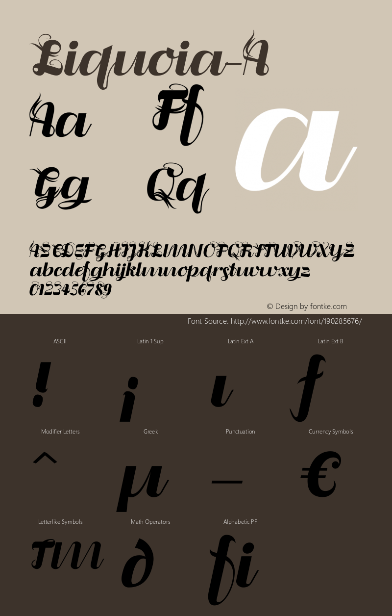 ☞Liquoia A Version 1.000;com.myfonts.wiescherdesign.liquoia.a.wfkit2.32cQ图片样张