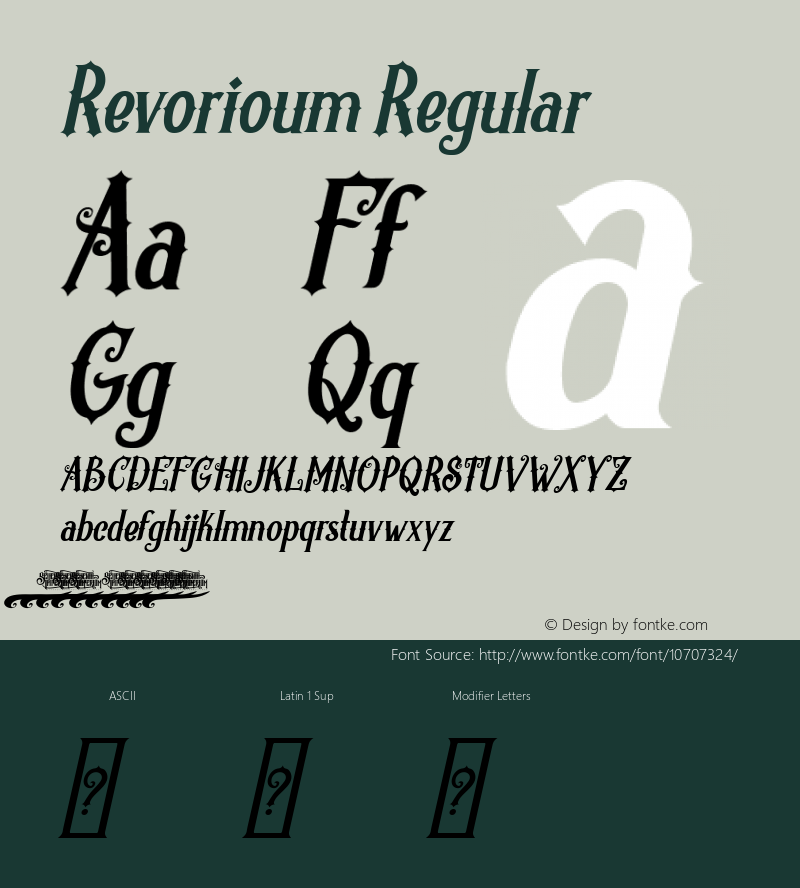 Revorioum Regular Version 1.000 Font Sample