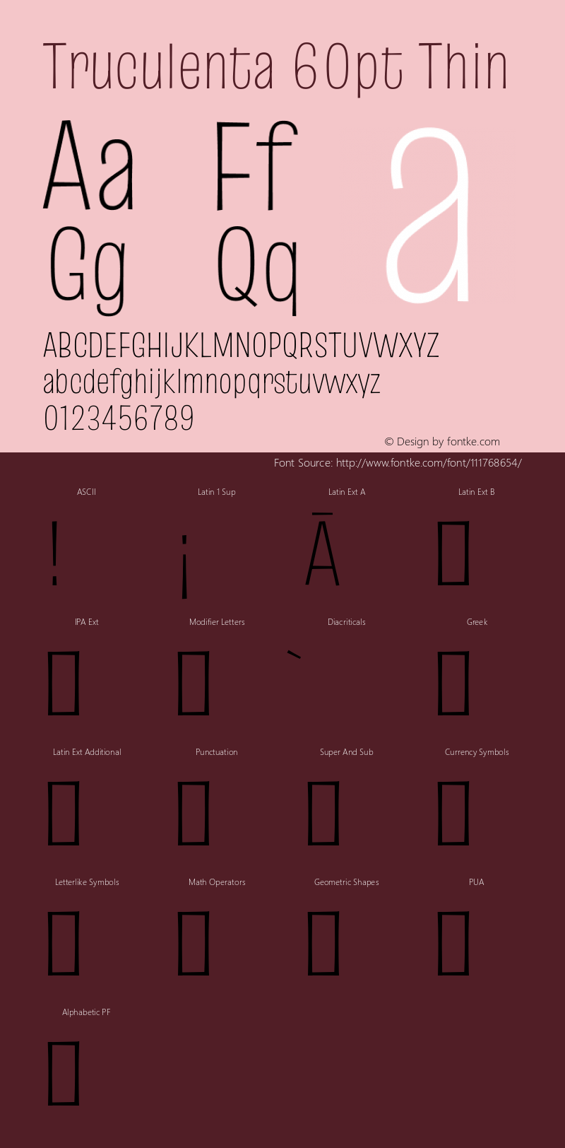 Truculenta 60pt Thin Version 1.002 Font Sample