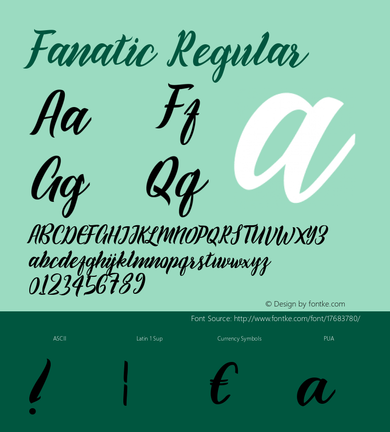 Fanatic Regular Version 1.000; ttfautohint (v1.4.1) Font Sample