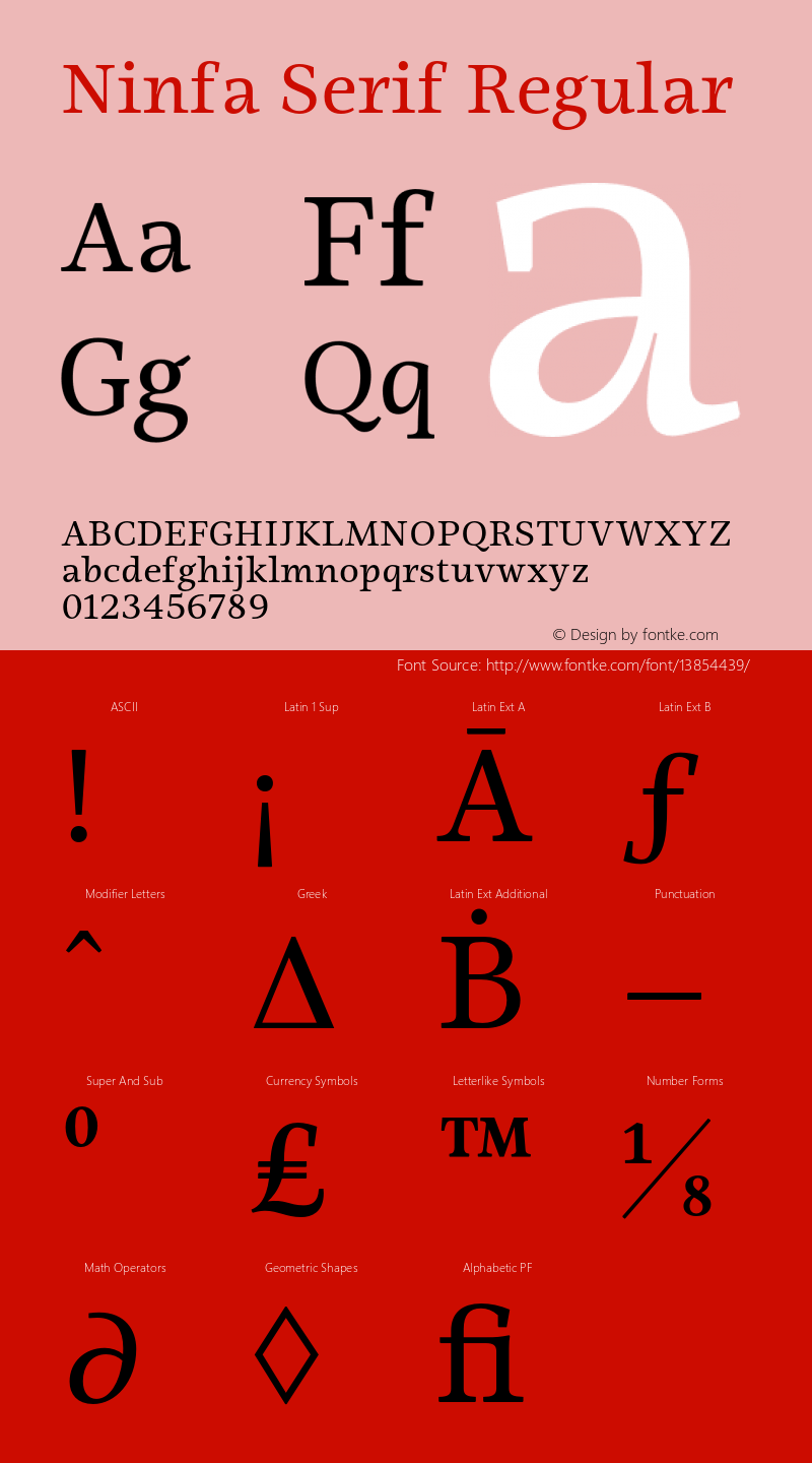Ninfa Serif Regular Version 1.000;PS 001.000;hotconv 1.0.56;makeotf.lib2.0.21325 Font Sample