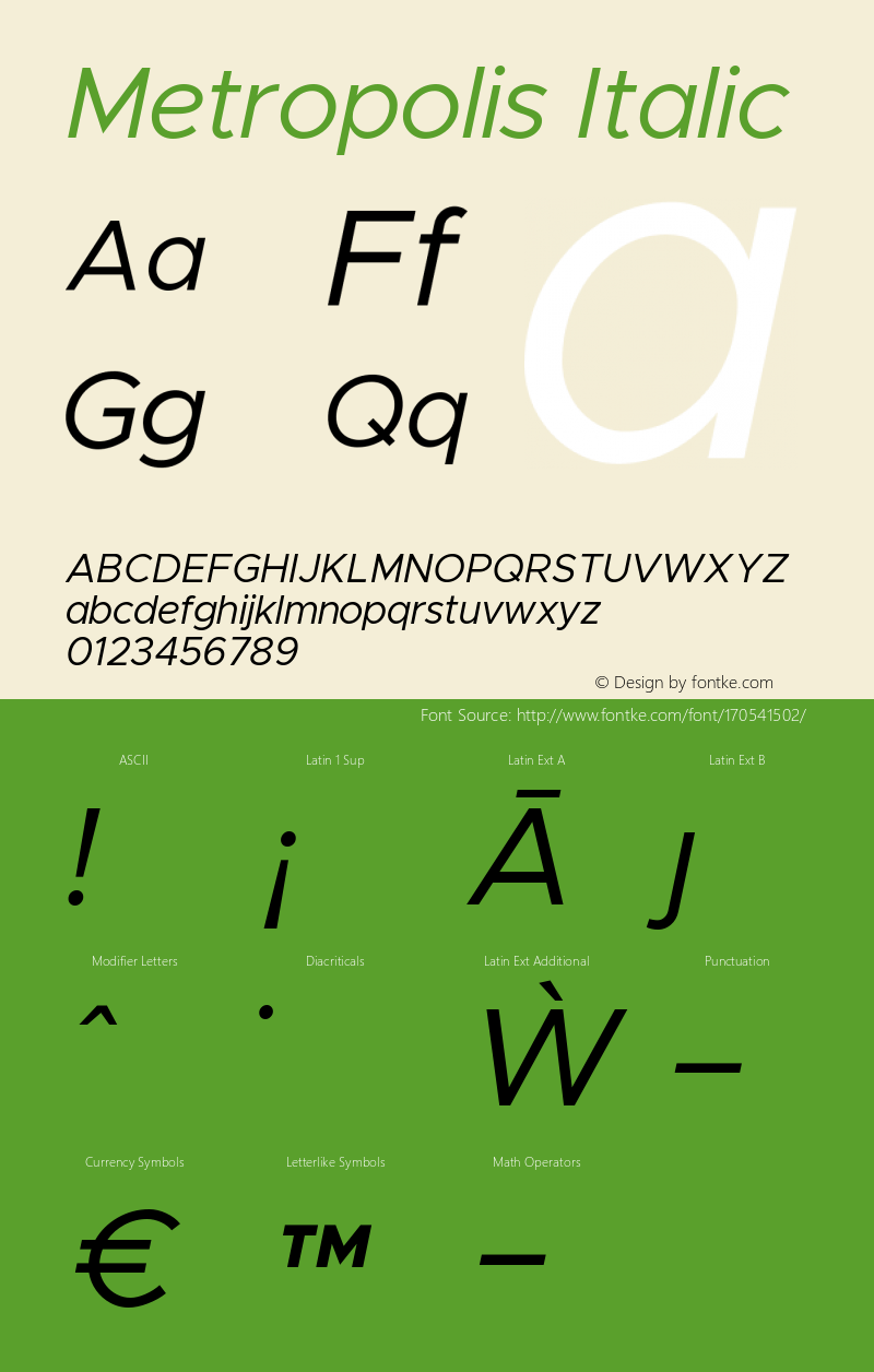 Metropolis Regular Italic Version 11.000图片样张