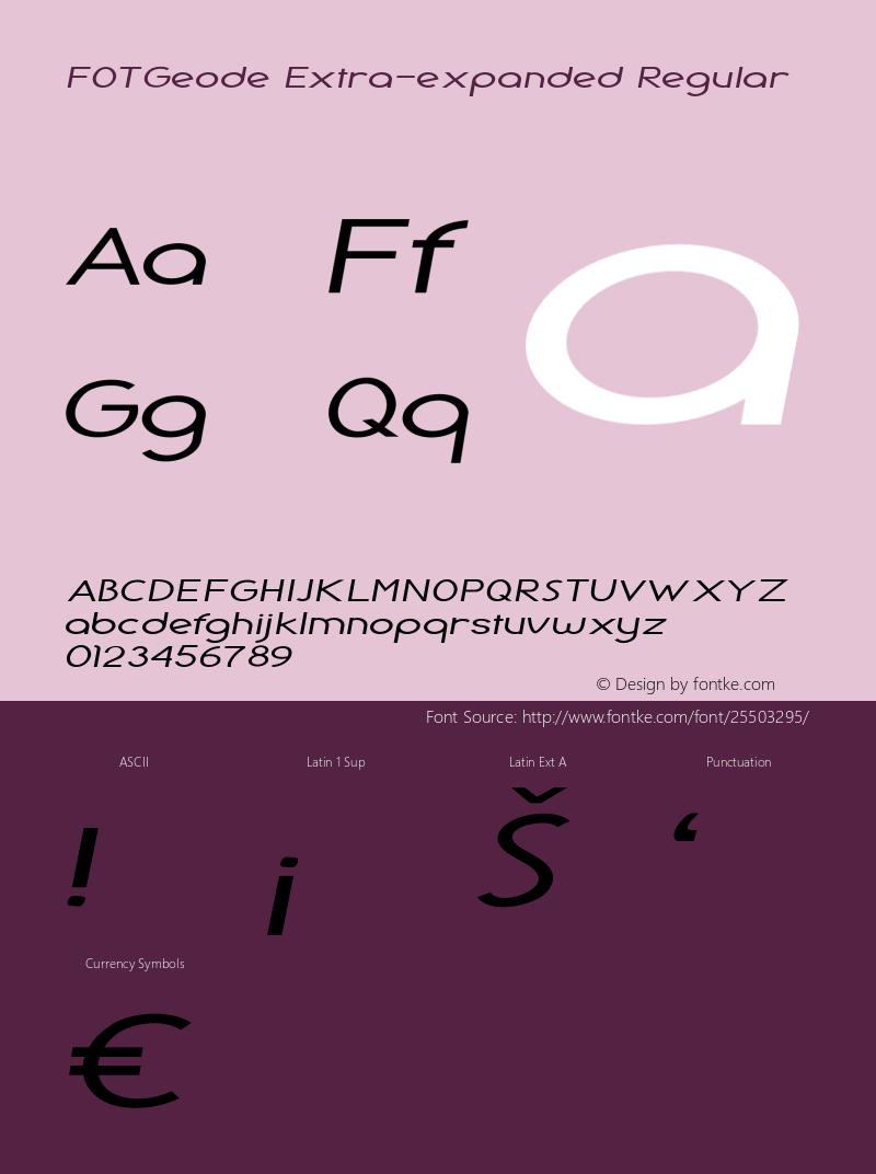 FOTGeode-ExtraexpandedRegular Version 1.000 Font Sample