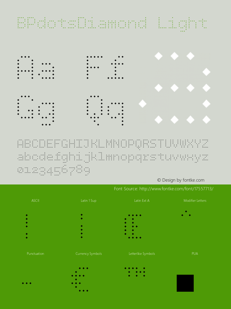 BPdotsDiamond Light Version 1.000 Font Sample