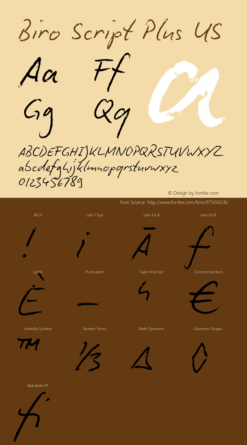 Biro Script Plus US 6.003 Font Sample