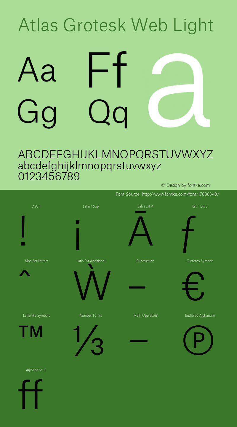 Atlas Grotesk Web Light Version 1.001 2012 Font Sample