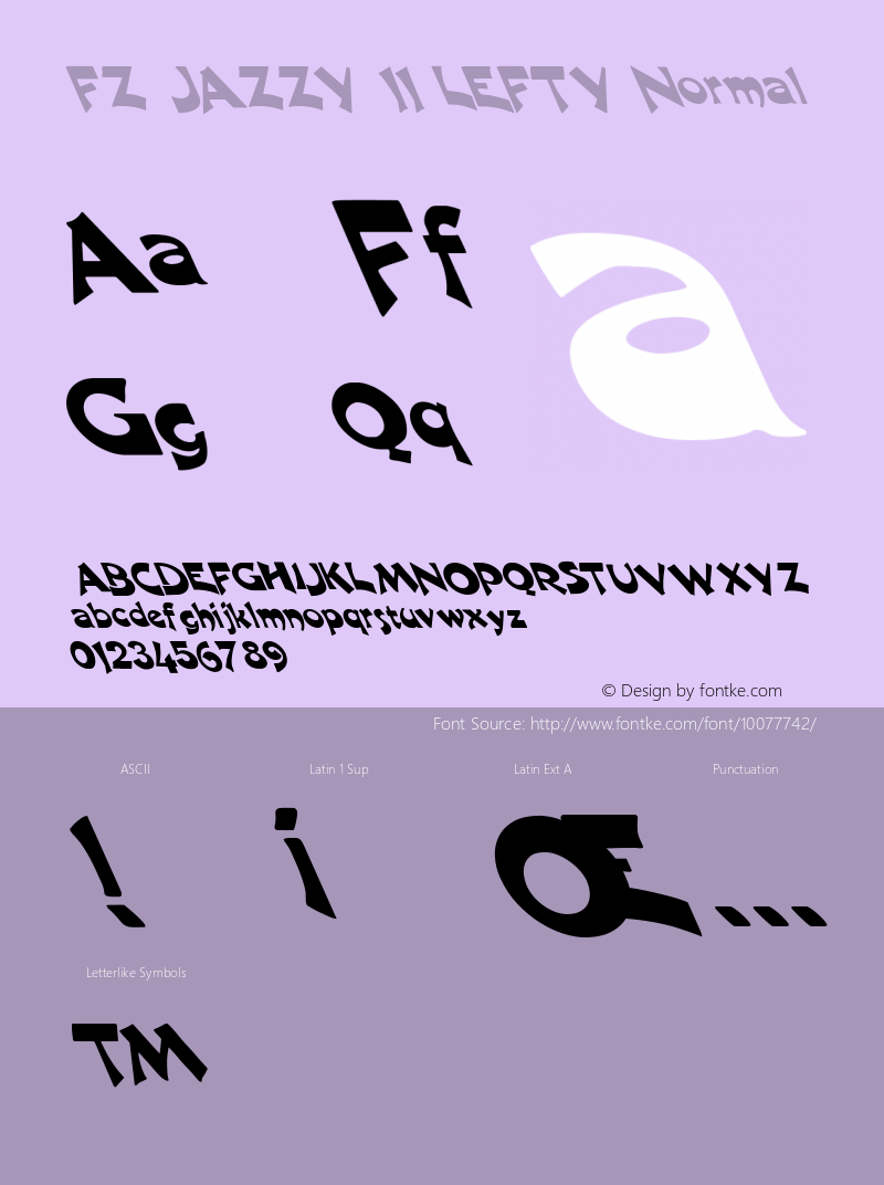 FZ JAZZY 11 LEFTY Normal 1.000 Font Sample