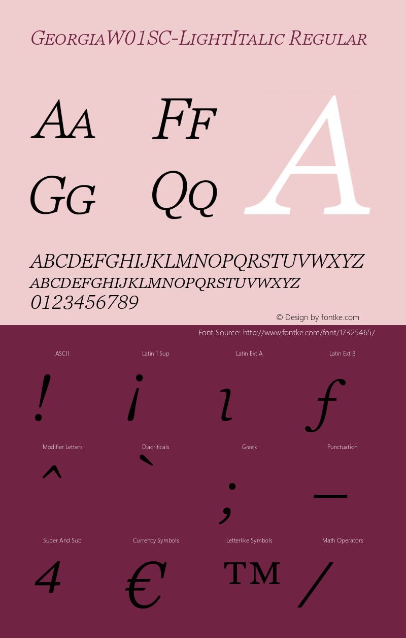 GeorgiaW01SC-LightItalic Regular Version 6.20 Font Sample