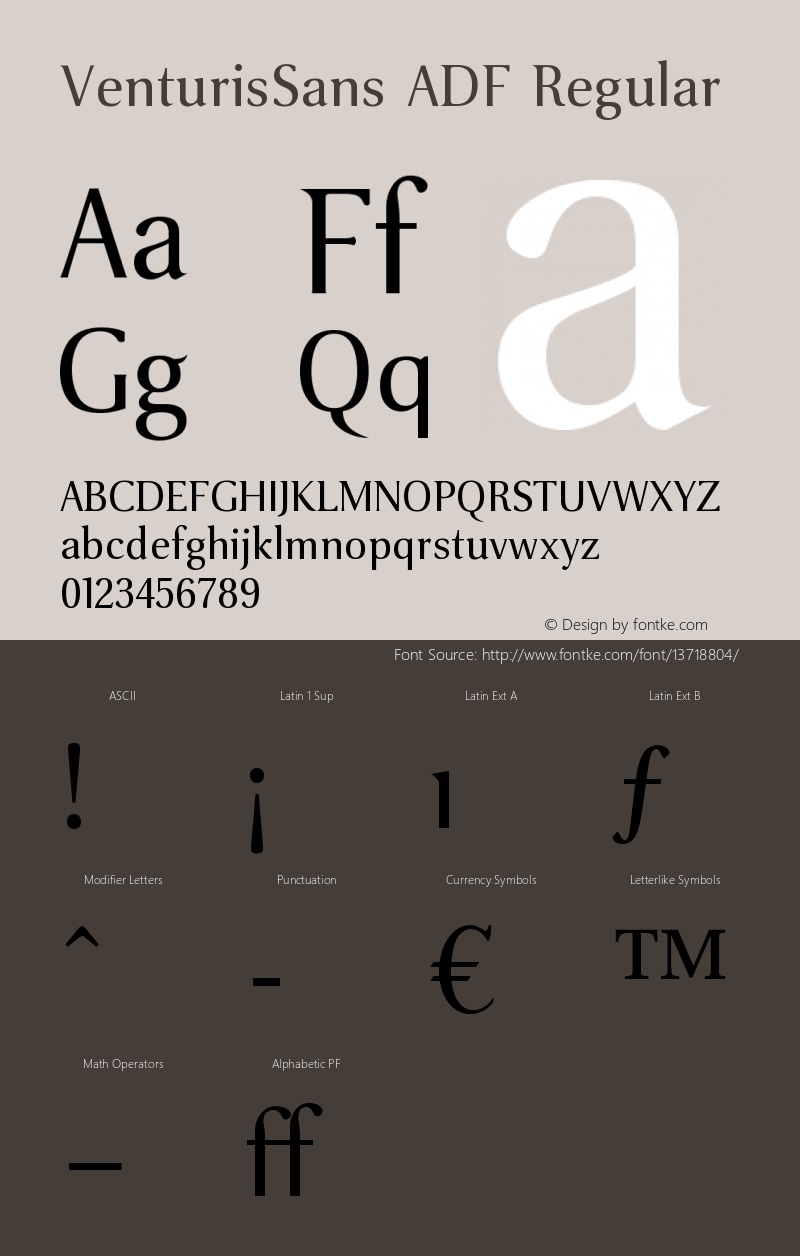 VenturisSans ADF Regular Version 1.005 Font Sample