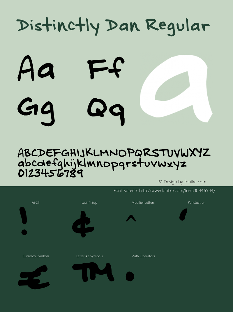 Distinctly Dan Regular Version 1.00 August 13, 2012, initial release Font Sample