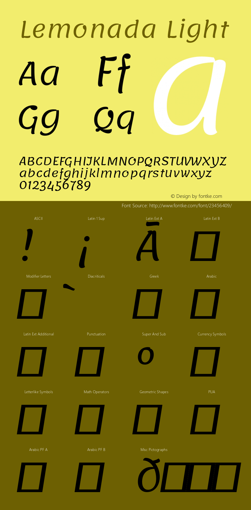 Lemonada Light Version 4.002;PS 004.002;hotconv 1.0.88;makeotf.lib2.5.64775 Font Sample