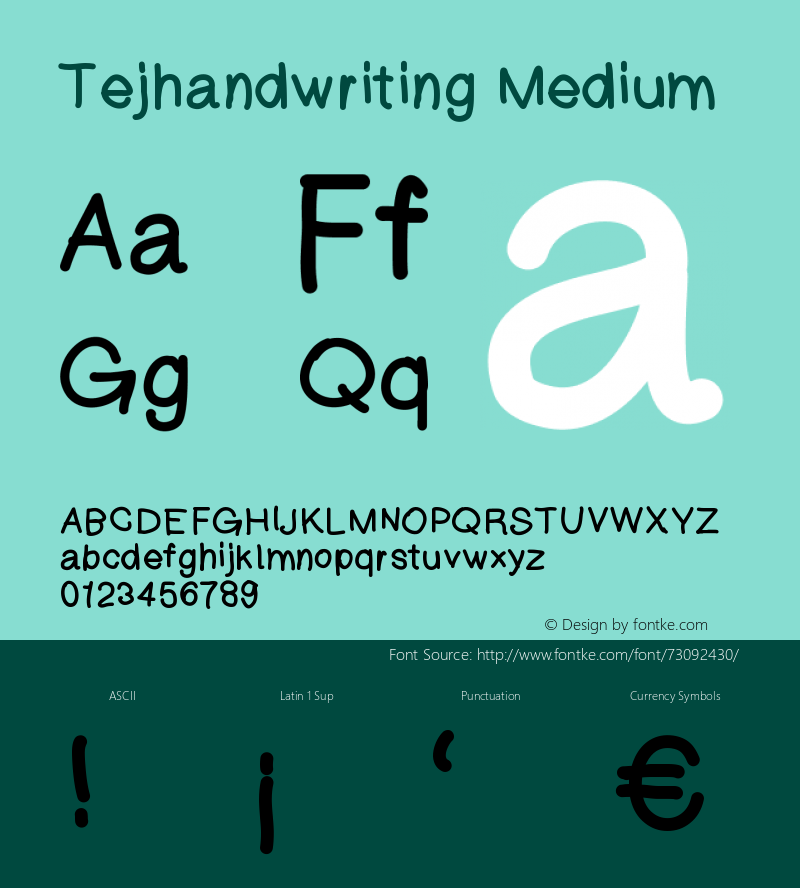 Tejhandwriting Version 001.000 Font Sample