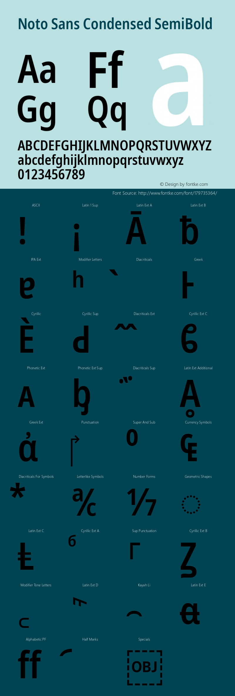 Noto Sans Condensed SemiBold Version 2.001; ttfautohint (v1.8.2)图片样张