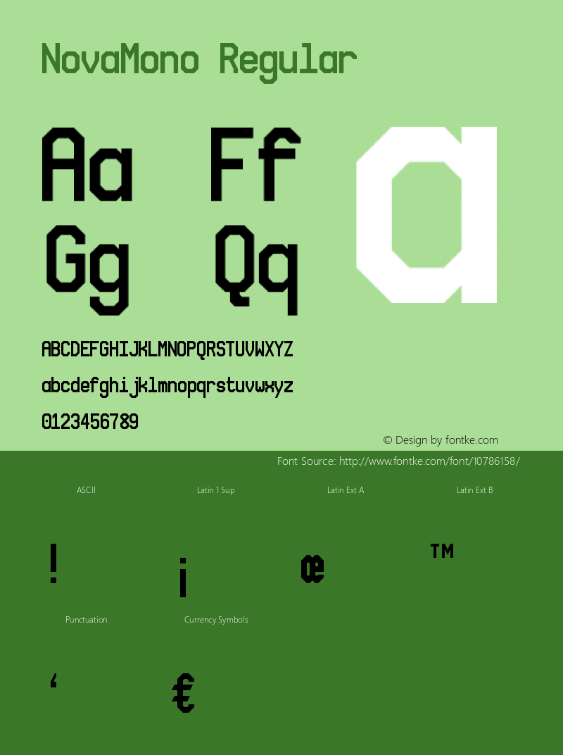 NovaMono Regular Version 1.0 Font Sample