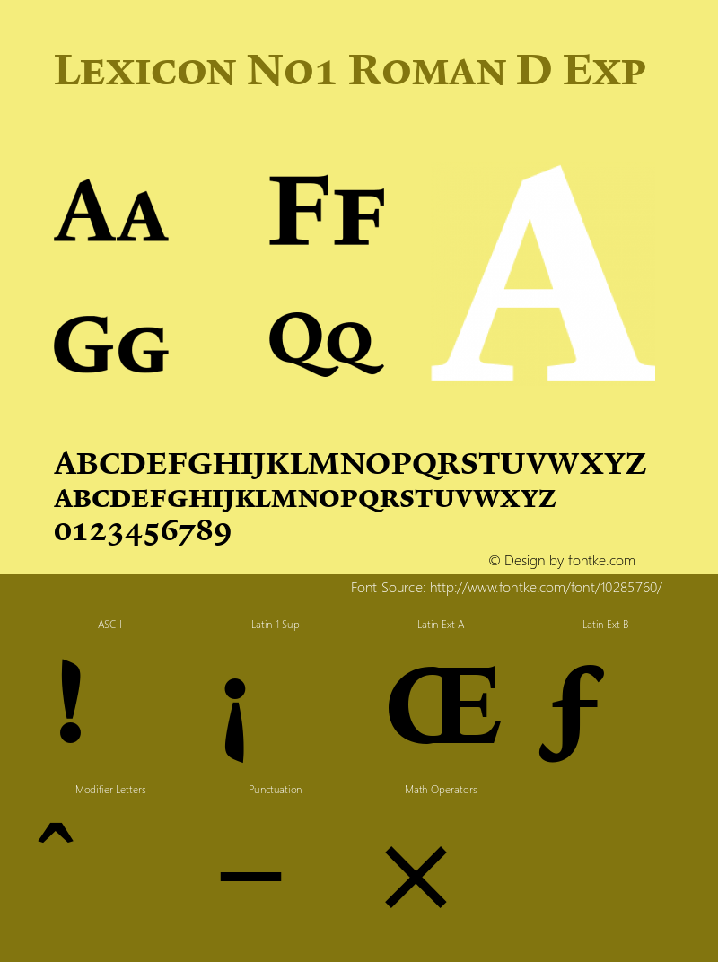 Lexicon No1 Roman D Exp 001.000 Font Sample