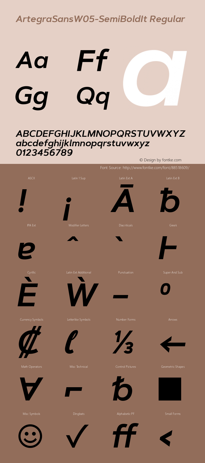 Artegra Sans W05 SemiBold It Version 1.004 Font Sample