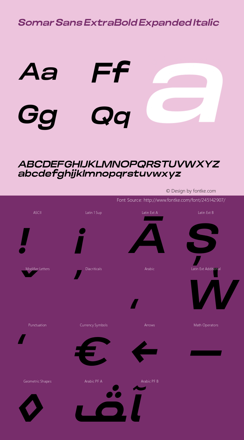 Somar Sans ExtraBold Expanded Italic Version 1.002;hotconv 1.0.109;makeotfexe 2.5.65596图片样张