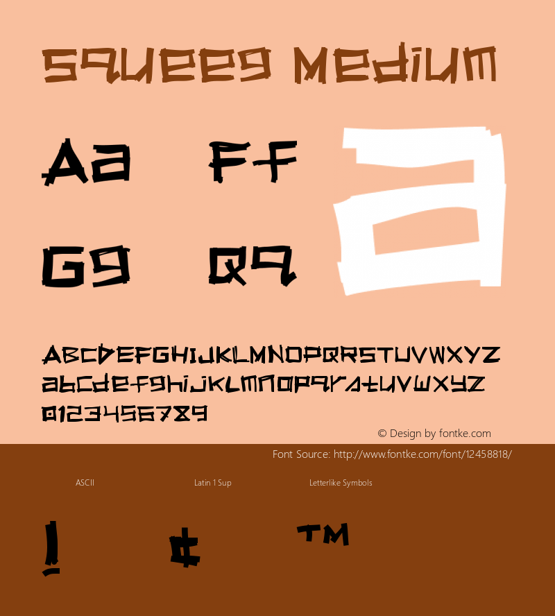 Squeeg Medium Version 001.000 Font Sample