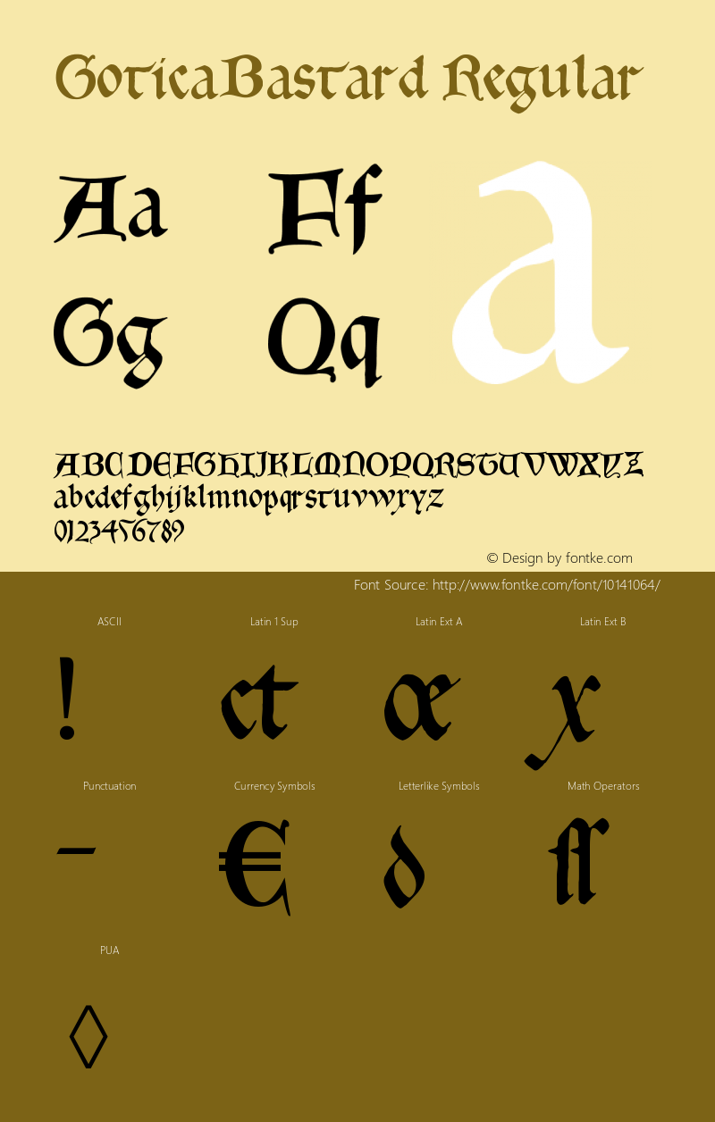 GoticaBastard Regular 1.0 2004-08-14 Font Sample