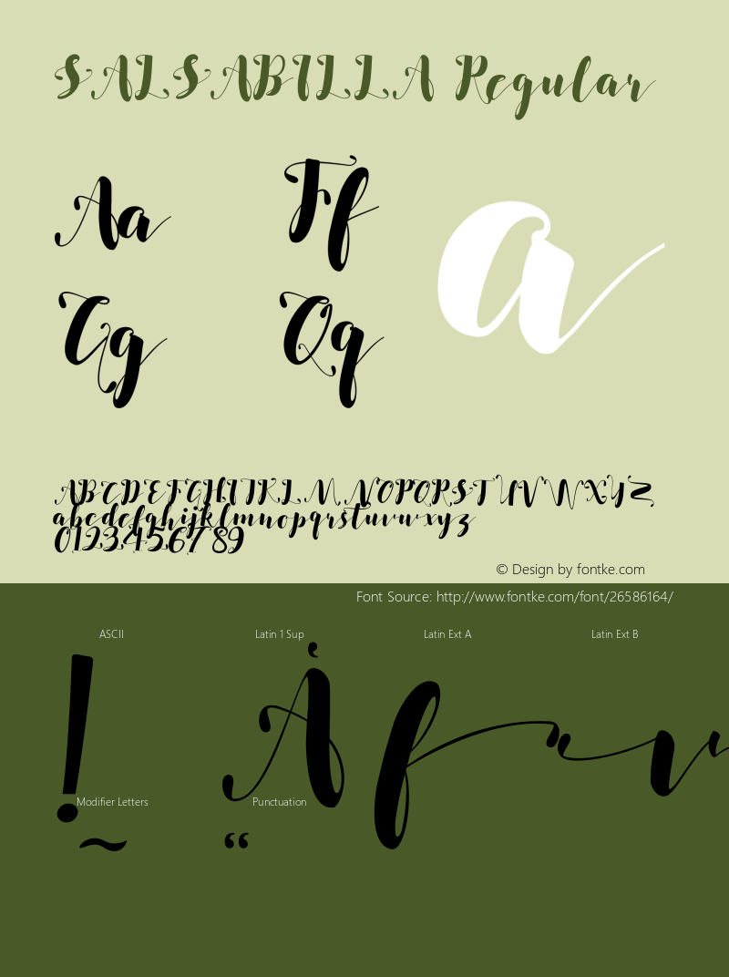 SALSABILLA Version 1.000 Font Sample