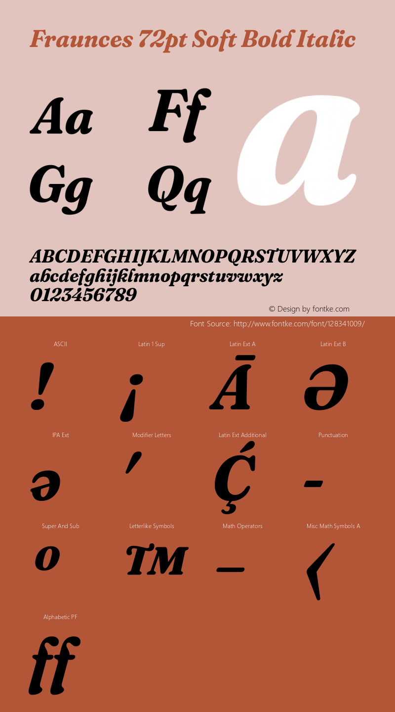 Fraunces 72pt Soft Bold Italic Version 1.000;[b76b70a41] Font Sample