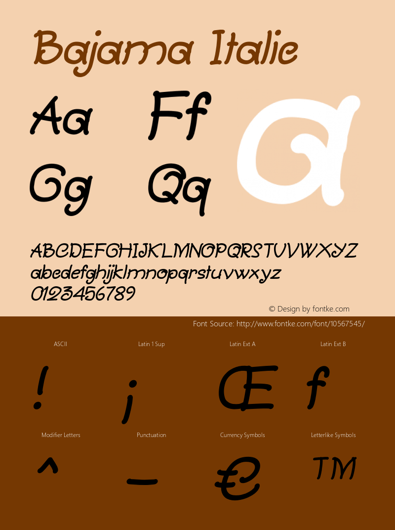 Bajama Italic Version 1.000 Font Sample