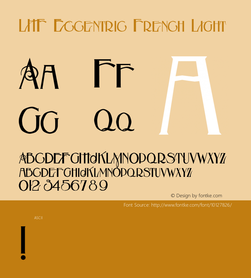 LHF Eccentric French Light 000.000 Font Sample