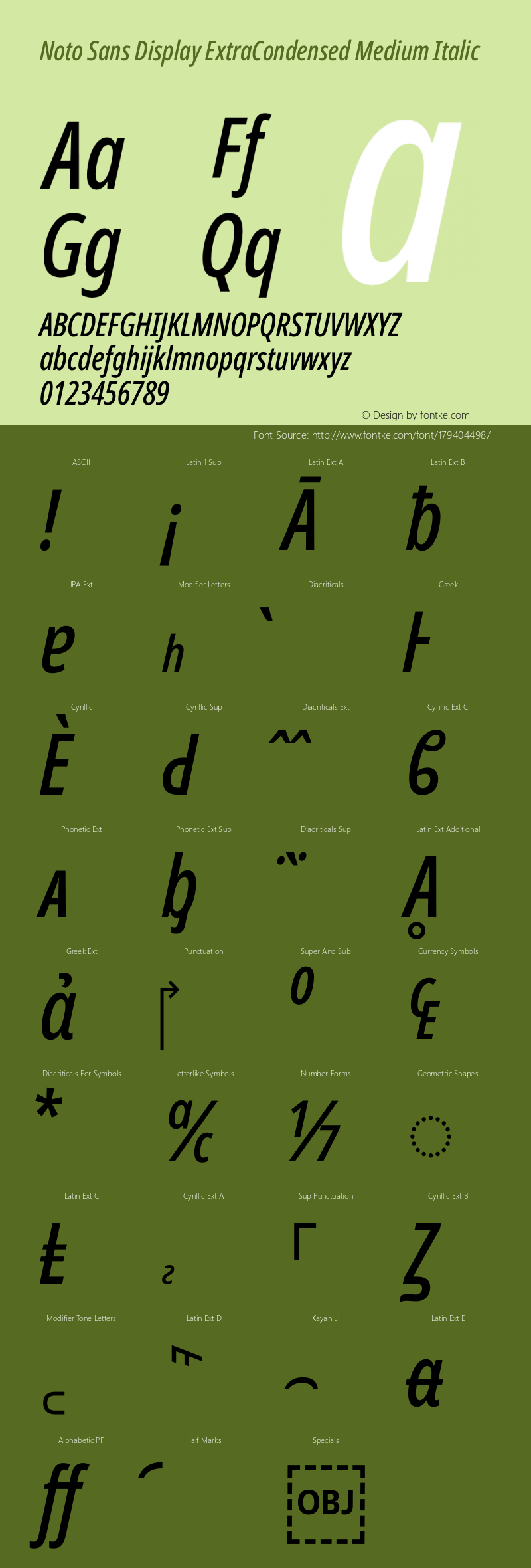 Noto Sans Display ExtraCondensed Medium Italic Version 2.004图片样张
