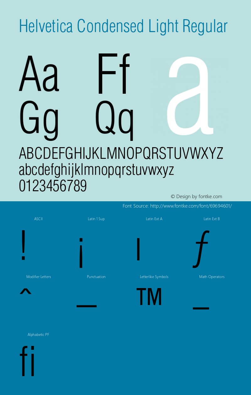 Helvetica-Condensed-Light 001.001 Font Sample