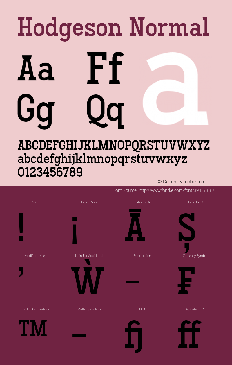 HodgesonNormal Version 1.000 Font Sample