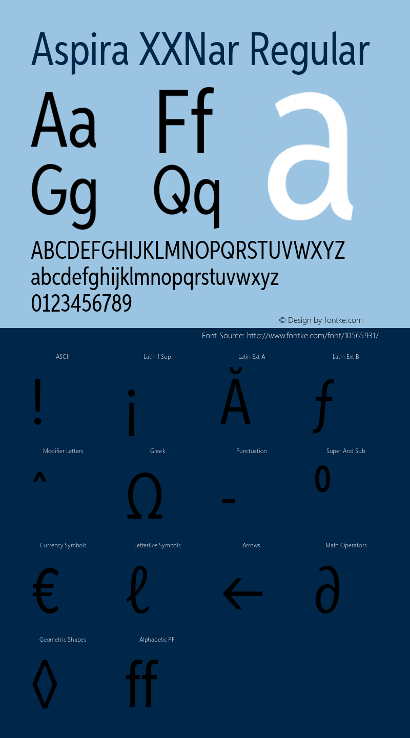 Aspira XXNar Regular Version 1.05          UltraPrecision Font Font Sample