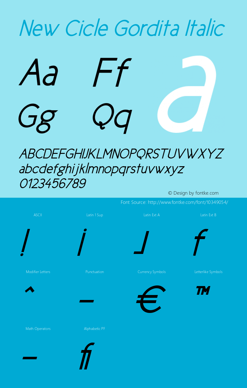New Cicle Gordita Italic Version 001.000 Font Sample