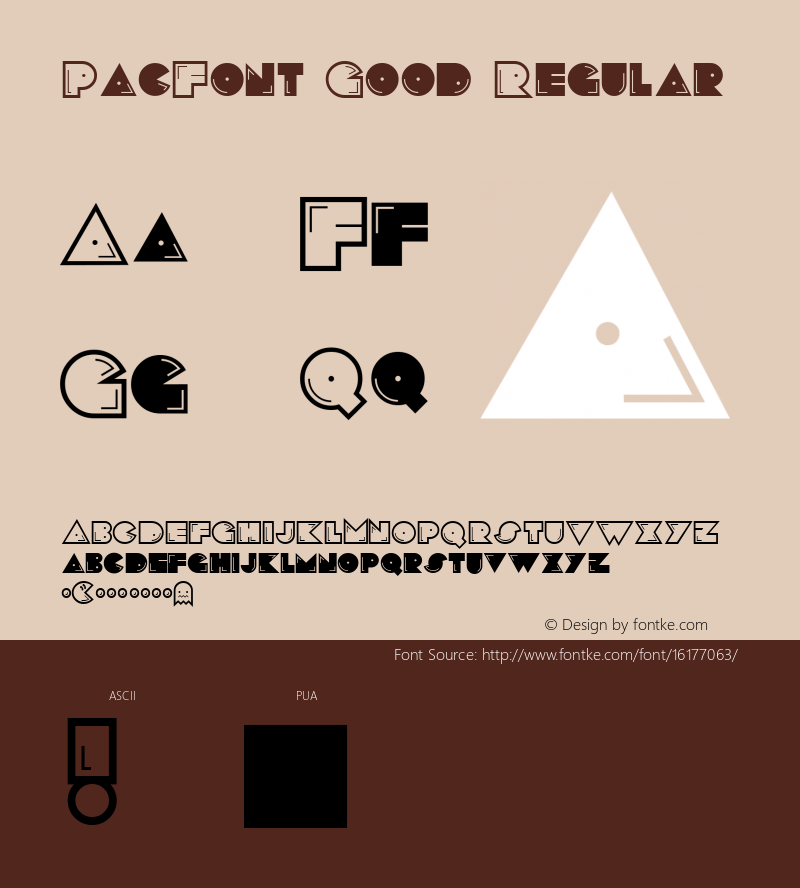 PacFont Good Regular Macromedia Fontographer 4.1.3 4/2/02 Font Sample