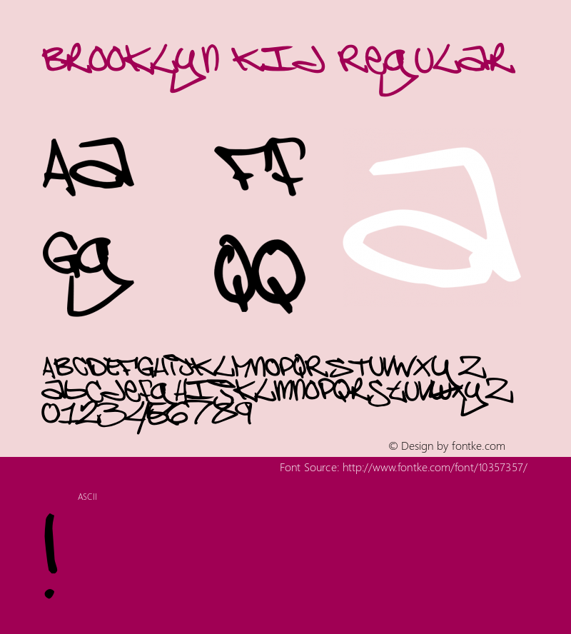 Brooklyn Kid Regular Version 1.000;PS 001.001;hotconv 1.0.38 Font Sample